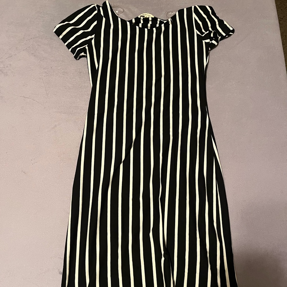 Black and white striped dress